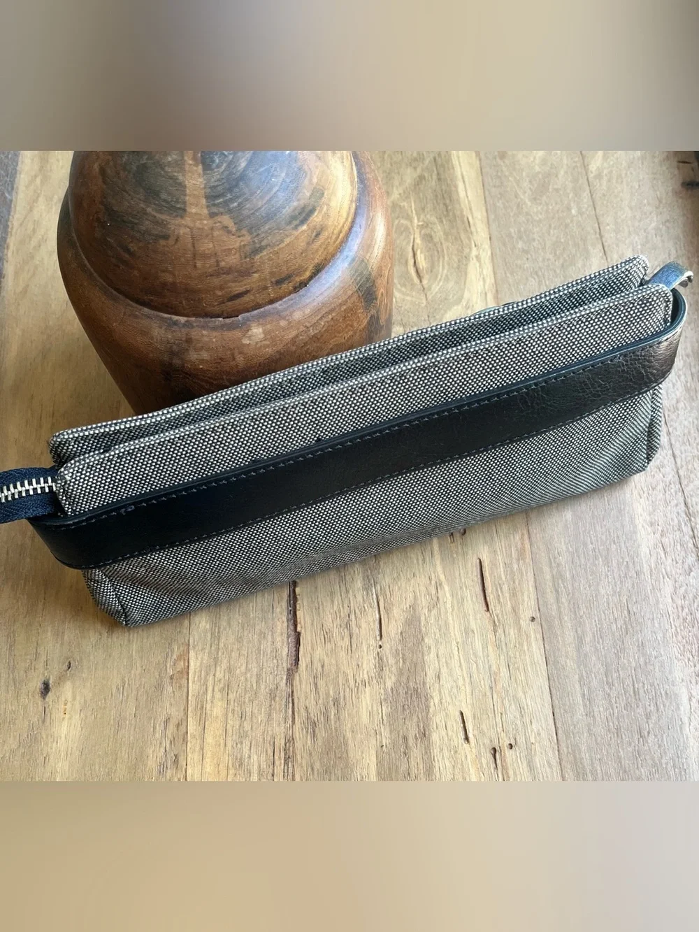 Banana Republic Tweed Leather Clutch Bag Black